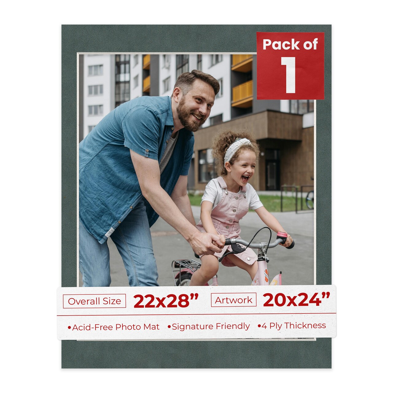 Dark Grey Suede Mat Board for 22x28 Frames - Fits 20x24 Photos